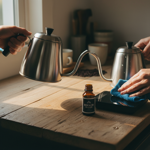 Foto sobre Como escolher e cuidar da chaleira gooseneck para Chaleira Pescoço de Ganso (Gooseneck): Por que ela Muda o Sabor do seu Café