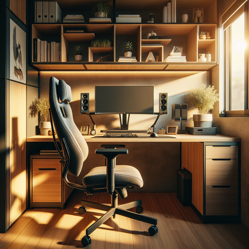 Foto sobre Mobiliário ergonômico: cadeira, mesa e ângulo de monitor para Como Montar um Home Office Ergonômico e Elegante em Espaços Pequenos
