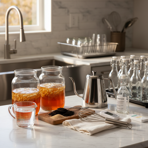 Foto sobre Materiais, Ingredientes e Higiene Essencial para Kombucha Caseiro: O Passo a Passo Seguro para Fazer sua Bebida Probiótica