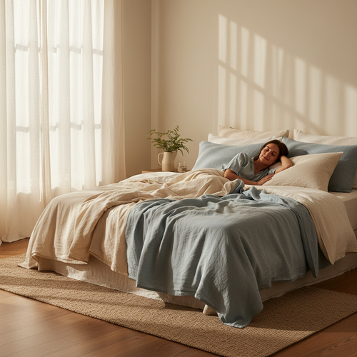 Foto sobre Quando escolher Linho: conforto, resfriamento e manutenção para Linho ou Algodão Egípcio? O Guia Definitivo da Roupa de Cama de Luxo
