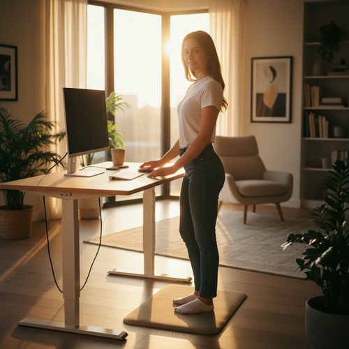 Foto sobre Benefícios para a coluna e a saúde para Standing Desk (Mesa com Regulagem de Altura): Vale o Investimento para a Coluna?