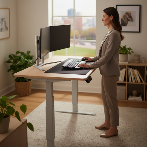 Foto sobre Como escolher e usar para máxima ergonomia para Standing Desk (Mesa com Regulagem de Altura): Vale o Investimento para a Coluna?
