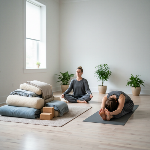 Foto sobre Como escolher entre as duas práticas para o seu momento para Yoga Restaurativo vs. Yin Yoga: Qual a Melhor Prática para Relaxar?